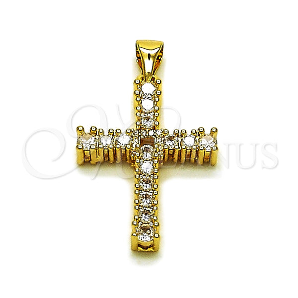Dije Religioso 05.342.0253 Oro Laminado, Diseño de Cruz, con Zirconia Cubica Blanca, Pulido, Tono Dorado