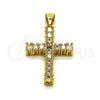 Dije Religioso 05.342.0253 Oro Laminado, Diseño de Cruz, con Zirconia Cubica Blanca, Pulido, Tono Dorado