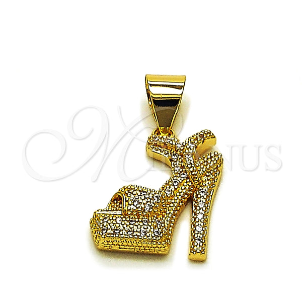 Dije Religioso 05.342.0257 Oro Laminado, Diseño de Zapato, con Zirconia Cubica Blanca, Pulido, Tono Dorado