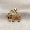 Dije Religioso 05.342.0259 Oro Laminado, Diseño de Elefante, con Zirconia Cubica Blanca y Granate, Pulido, Tono Dorado