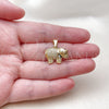 Dije Religioso 05.342.0260 Oro Laminado, Diseño de Elefante, con Zirconia Cubica Blanca, Pulido, Tono Dorado
