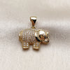 Dije Religioso 05.342.0260 Oro Laminado, Diseño de Elefante, con Zirconia Cubica Blanca, Pulido, Tono Dorado