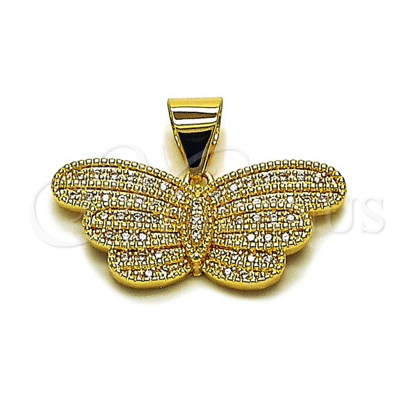 Dije Elegante 05.342.0267 Oro Laminado, Diseño de Mariposa, con Zirconia Cubica Blanca, Pulido, Tono Dorado