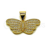 Dije Elegante 05.342.0267 Oro Laminado, Diseño de Mariposa, con Zirconia Cubica Blanca, Pulido, Tono Dorado