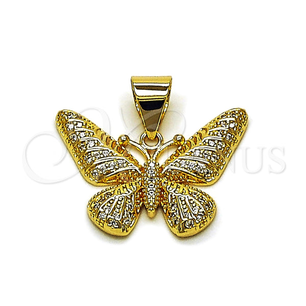 Dije Elegante 05.342.0269 Oro Laminado, Diseño de Mariposa, con Micro Pave Blanca, Pulido, Tono Dorado