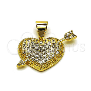 Dije Elegante 05.342.0271 Oro Laminado, Diseño de Corazón y Flecha, con Zirconia Cubica Blanca, Pulido, Tono Dorado