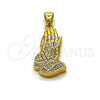 Dije Elegante 05.342.0272 Oro Laminado, Diseño de Manos de Rogacion, con Zirconia Cubica Blanca, Pulido, Tono Dorado