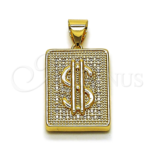 Dije Elegante 05.342.0273 Oro Laminado, Diseño de Dinero, con Zirconia Cubica Blanca, Pulido, Tono Dorado