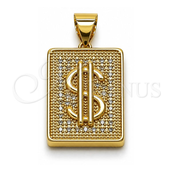 Dije Elegante 05.342.0273 Oro Laminado, Diseño de Dinero, con Zirconia Cubica Blanca, Pulido, Tono Dorado