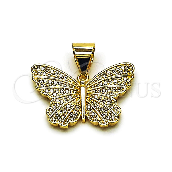 Dije Elegante 05.342.0274 Oro Laminado, Diseño de Mariposa, con Zirconia Cubica Blanca, Pulido, Tono Dorado