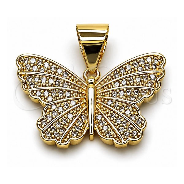 Dije Elegante 05.342.0274 Oro Laminado, Diseño de Mariposa, con Zirconia Cubica Blanca, Pulido, Tono Dorado