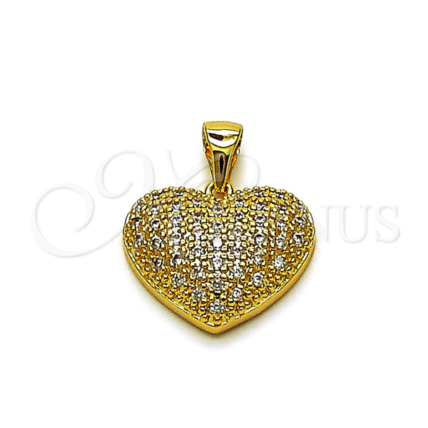 Dije Elegante 05.342.0275 Oro Laminado, Diseño de Corazón, con Zirconia Cubica Blanca, Pulido, Tono Dorado