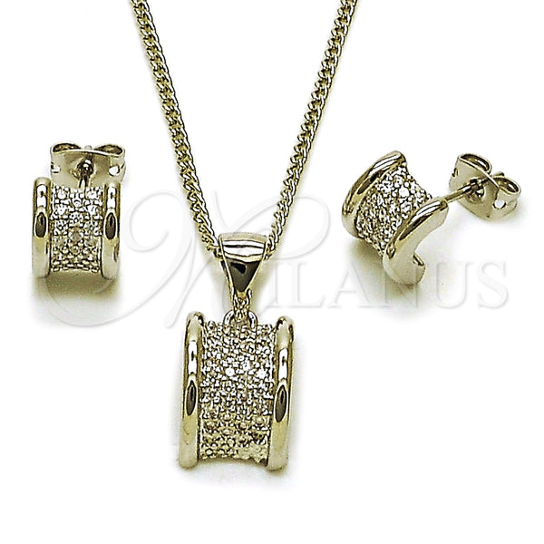 Juego de Arete y Dije de Adulto 10.342.0282.1 Rodio Laminado, con Micro Pave Blanca, Pulido, Rodinado