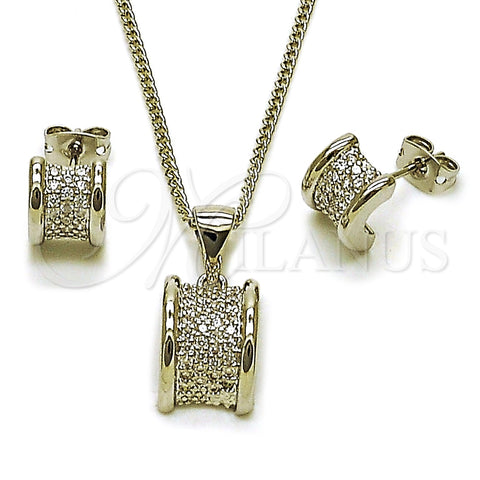 Juego de Arete y Dije de Adulto 10.342.0282.1 Rodio Laminado, con Micro Pave Blanca, Pulido, Rodinado