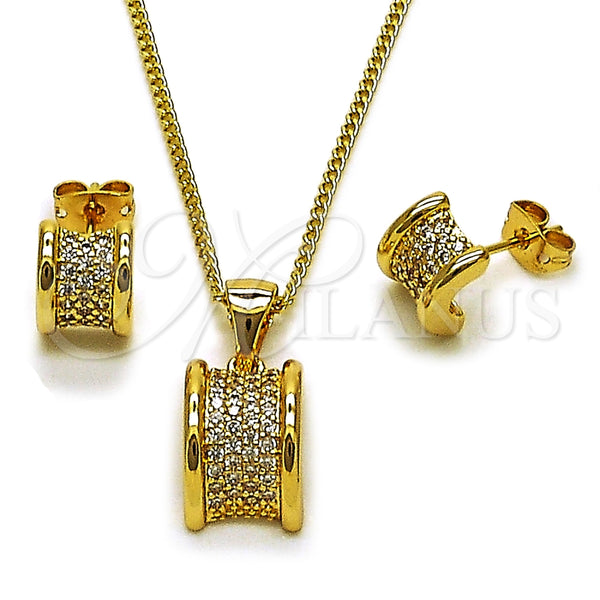 Juego de Arete y Dije de Adulto 10.342.0282 Oro Laminado, con Micro Pave Blanca, Pulido, Tono Dorado