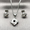 Juego de Arete y Dije de Adulto 10.342.0080.1 Rodio Laminado, Diseño de Nudo y Baguette, con Zirconia Cubica Blanca, Pulido, Rodinado