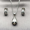 Juego de Arete y Dije de Adulto 10.342.0163.1 Rodio Laminado, Diseño de Gota, con Micro Pave Blanca, Pulido, Rodinado