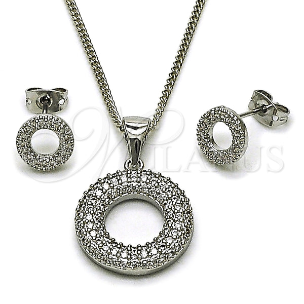 Juego de Arete y Dije de Adulto 10.342.0284 Rodio Laminado, con Zirconia Cubica Blanca y Micro Pave Blanca, Pulido, Rodinado