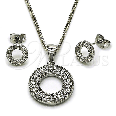 Juego de Arete y Dije de Adulto 10.342.0284 Rodio Laminado, con Zirconia Cubica Blanca y Micro Pave Blanca, Pulido, Rodinado