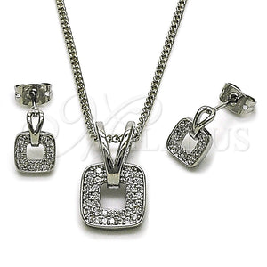 Juego de Arete y Dije de Adulto 10.342.0286 Rodio Laminado, con Micro Pave Blanca, Pulido, Rodinado