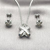 Juego de Arete y Dije de Adulto 10.342.0223.1 Rodio Laminado, Diseño de Baguette y Nudo, con Zirconia Cubica Blanca, Pulido, Rodinado