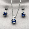 Juego de Arete y Dije de Adulto 10.342.0252.2 Rodio Laminado, Diseño de Bola, con Zirconia Cubica Zafiro Azul, Pulido, Rodinado