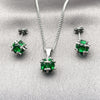 Juego de Arete y Dije de Adulto 10.342.0252.3 Rodio Laminado, Diseño de Bola, con Zirconia Cubica Verde, Pulido, Rodinado