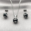 Juego de Arete y Dije de Adulto 10.342.0252.4 Rodio Laminado, Diseño de Bola, con Zirconia Cubica Negro, Pulido, Rodinado