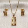 Juego de Arete y Dije de Adulto 10.342.0294 Oro Laminado, con Zirconia Cubica Blanca, Pulido, Tono Dorado