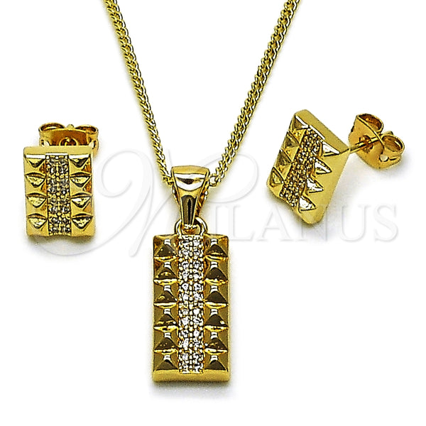 Juego de Arete y Dije de Adulto 10.342.0294 Oro Laminado, con Zirconia Cubica Blanca, Pulido, Tono Dorado