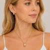 Juego de Arete y Dije de Adulto 10.342.0298 Oro Laminado, con Micro Pave Blanca, Pulido, Tono Dorado