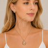 Juego de Arete y Dije de Adulto 10.342.0299 Oro Laminado, con Micro Pave Blanca, Pulido, Tono Dorado