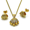 Juego de Arete y Dije de Adulto 10.342.0301 Oro Laminado, Diseño de Baguette, con Zirconia Cubica Blanca, Pulido, Tono Dorado
