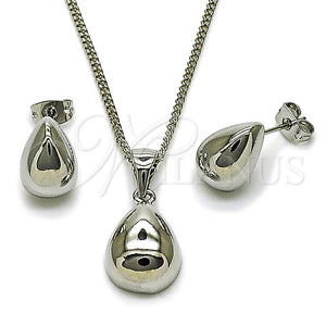 Juego de Arete y Dije de Adulto 10.342.0188.1 Rodio Laminado, Diseño de Gota, Pulido, Rodinado