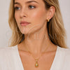 Juego de Arete y Dije de Adulto 10.342.0305.1 Oro Laminado, Diseño de Gota, Pulido, Tono Dorado