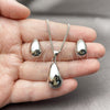 Juego de Arete y Dije de Adulto 10.342.0306 Rodio Laminado, Diseño de Gota, Pulido, Rodinado