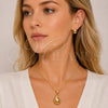Juego de Arete y Dije de Adulto 10.342.0307 Oro Laminado, Diseño de Gota y Hueco, Pulido, Tono Dorado