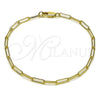 Pulsera Elegante 04.213.0274.07 Oro Laminado, Diseño de Paperclip, Pulido, Tono Dorado (Grosor 02.7 MM, 8 Pulgadas de Largo)