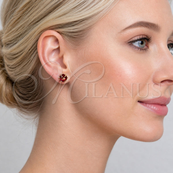 Arete Dormilona 02.342.0360.2 Oro Laminado, Diseño de Bola, con Zirconia Cubica Granate, Pulido, Tono Dorado