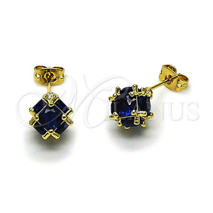Arete Dormilona 02.342.0360.3 Oro Laminado, Diseño de Bola, con Zirconia Cubica Zafiro Azul, Pulido, Tono Dorado