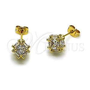 Arete Dormilona 02.342.0360.4 Oro Laminado, Diseño de Bola, con Zirconia Cubica Blanca, Pulido, Tono Dorado
