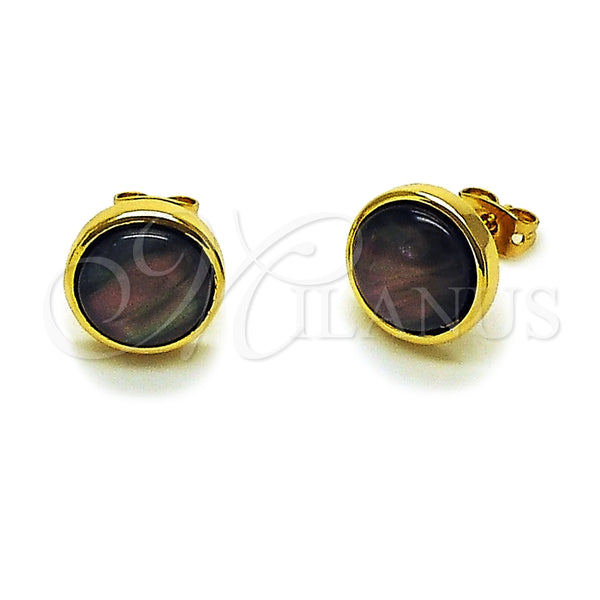 Arete Dormilona 02.342.0357.1 Oro Laminado, con Opal Jet, Pulido, Tono Dorado