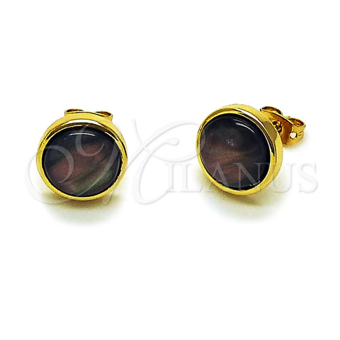 Arete Dormilona 02.342.0357.1 Oro Laminado, con Opal Jet, Pulido, Tono Dorado
