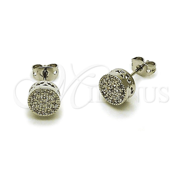 Arete Dormilona 02.342.0013.1 Rodio Laminado, con Zirconia Cubica Blanca, Pulido, Rodinado