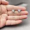 Arete Dormilona 02.342.0016.1 Rodio Laminado, Diseño de Corazón, con Zirconia Cubica Blanca, Pulido, Rodinado