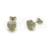 Arete Dormilona 02.342.0016.1 Rodio Laminado, Diseño de Corazón, con Zirconia Cubica Blanca, Pulido, Rodinado