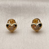 Arete Dormilona 02.342.0365 Oro Laminado, Diseño de Corazón y Candado, con Micro Pave Blanca, Pulido, Tono Dorado