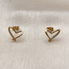 Arete Dormilona 02.342.0366 Oro Laminado, Diseño de Corazón, con Micro Pave Blanca, Pulido, Tono Dorado