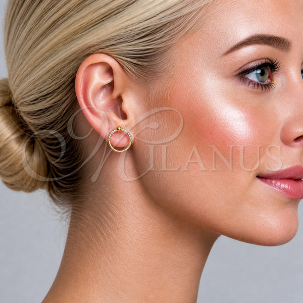 Arete Dormilona 02.342.0367 Oro Laminado, con Zirconia Cubica Blanca, Pulido, Tono Dorado
