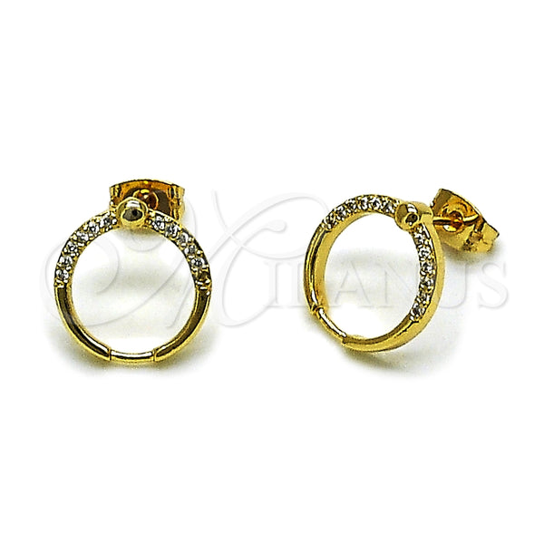 Arete Dormilona 02.342.0367 Oro Laminado, con Zirconia Cubica Blanca, Pulido, Tono Dorado